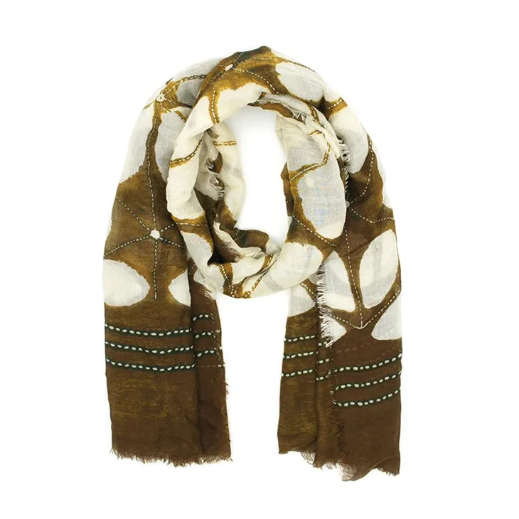 ผ้าพันคอพิมพ์ดอกไม้ S017