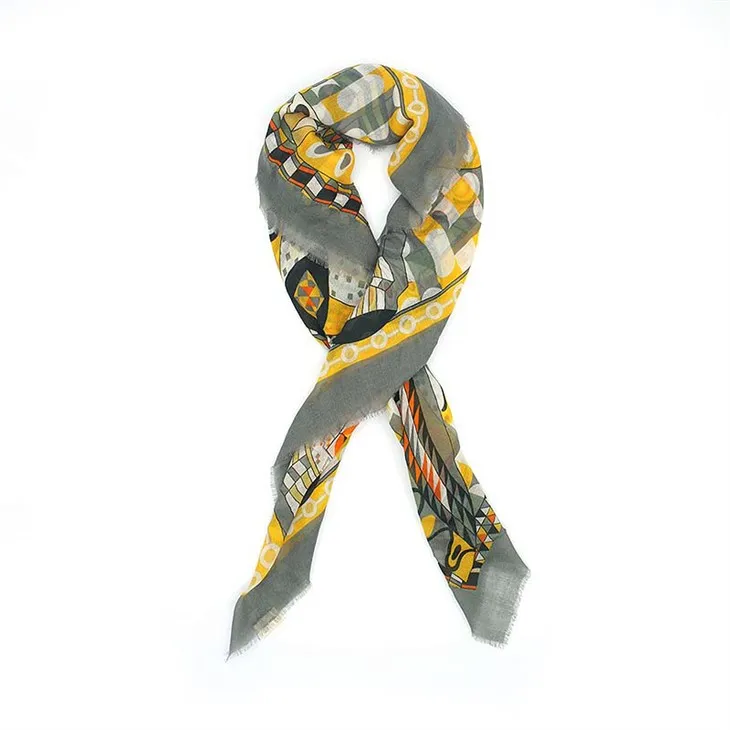 ผ้าโพกศีรษะผ้าขนสัตว์พิมพ์ลาย Greyish Heritage