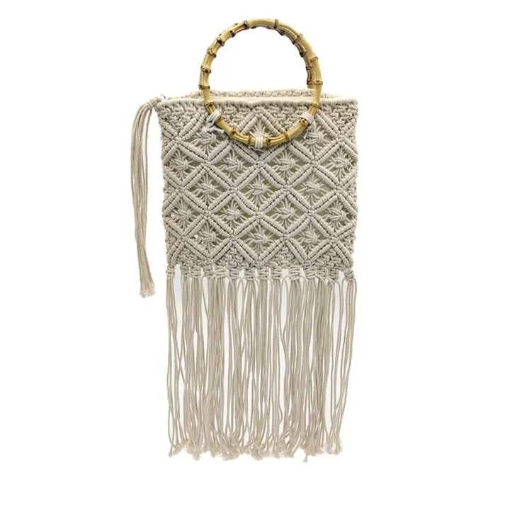 กระเป๋าโครเชต์ไม้ไผ่ขนาดกลาง